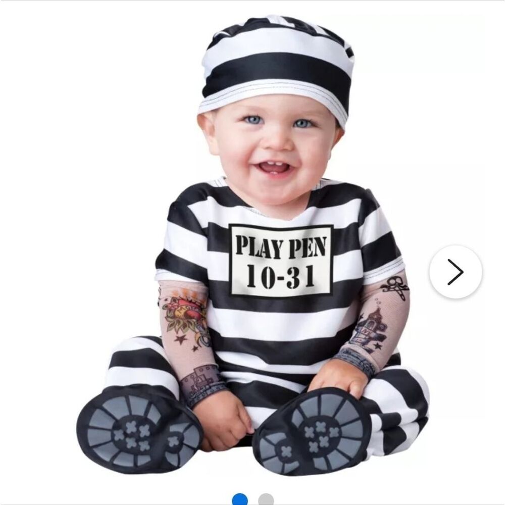 In Character Baby Time Out Convict Prisoner Jail Inmate Costume XS 0-6 Months